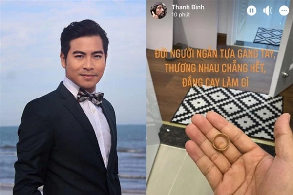 Nam diễn viên Thanh Bình bất ngờ đăng bức ảnh chiếc nhẫn vàng đặt ngay ngắn trên tay cùng dòng trạng thái ẩn ý.  