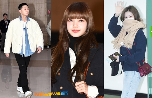 Lisa (BLACKPINK) diện bộ cánh tôn chân dài siêu thực, nữ thần TWICE và Park Seo Joon giản dị mà vẫn quá nổi tại sân bay