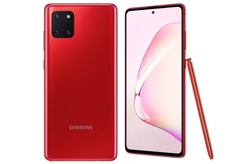 Samsung Galaxy Note 10 Lite dùng khung viền kim loại, mặt lưng bằng kính nhưng máy bị lược bỏ đi tính năng chống nước. Galaxy Note 10 Lite có số đo 163,7x76,1x8,7 mm, cân nặng 199 g. Máy hỗ trợ Samsung DeX để kết nối với màn hình máy tính. “Đặc sản” của dòng Galaxy Note là bút S Pen vẫn được giữ lại.