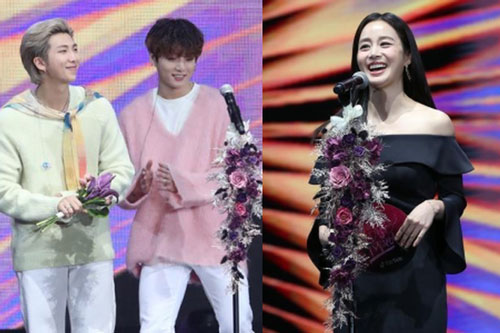 Kim Tae Hee bất ngờ thổ lộ với BTS và Super Junior ngay trên sóng trực tiếp Grammy Hàn