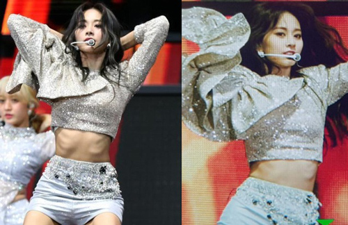 "Mỹ nhân đẹp nhất thế giới" Tzuyu (TWICE) gây sốc khi gầy đến mức lộ cả xương sườn lúc biểu diễn