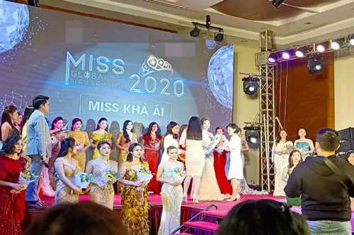 Ban tổ chức "Miss Global Her Beauty" bị thanh tra văn hoá lập biên bản. Ảnh: Báo Người lao động