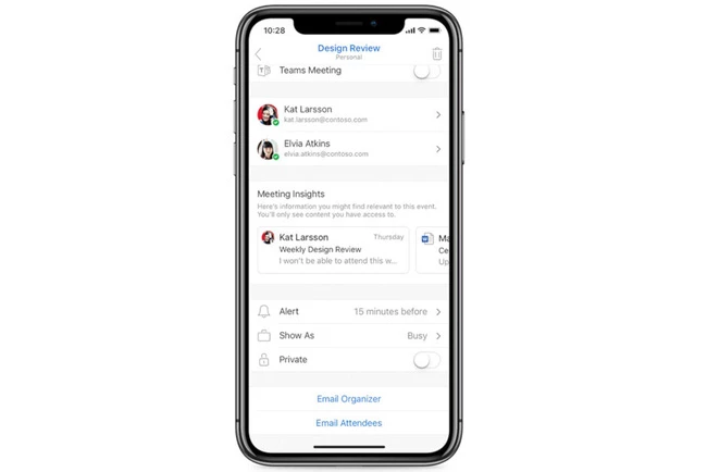 Tính năng mới thông báo thông tin chi tiết về cuộc họp hoặc cuộc hẹn trên Outlook phiên bản iOS