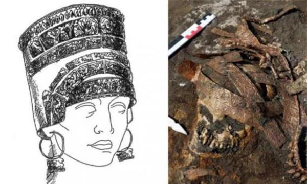 Phát hiện 4 hài cốt hàng nghìn năm tuổi chôn cùng chiếc mũ vàng - Ảnh 1.