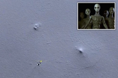 Phát hiện căn cứ người ngoài hành tinh tại Nam Cực? (Ảnh: Google Earth).