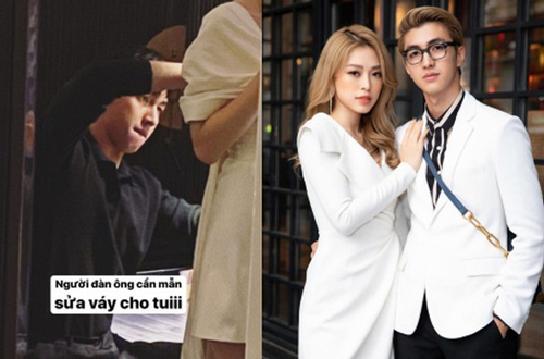 Bình An chính thức nhập hội sao nam chiều bạn gái nhất Vbiz: Hết tháp tùng lại tỉ mỉ sửa váy cho Phương Nga dự tiệc