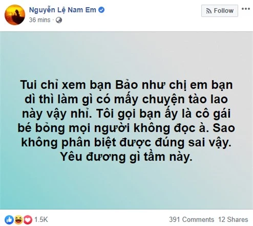 Nam Em tiếp tục khiến công chúng ngán nghiệp khi nói mối quan hệ với Quốc Bảo chỉ là "chị em bạn dì" - Ảnh 2.