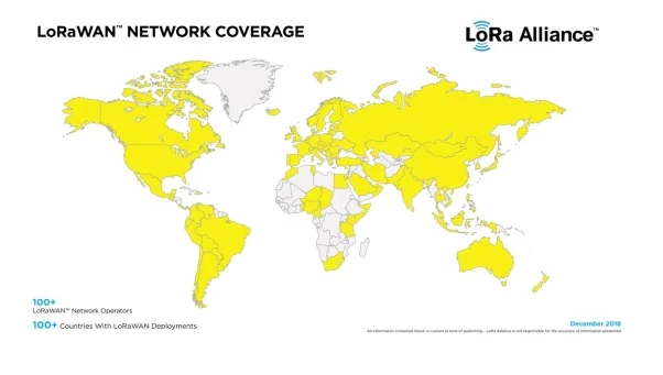 Đến tháng 12/2018, đã có hơn 100 mạng LoRaWAN triển khai ở hơn 100 quốc gia trên toàn thế giới (nguồn: hiệp hội LoRa)