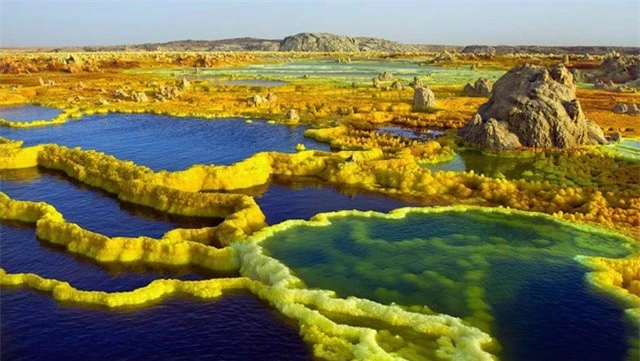 Dallol núi lửa ao mặn axit suối nước nóng không có vi sinh vật Ethiopia - ảnh 17