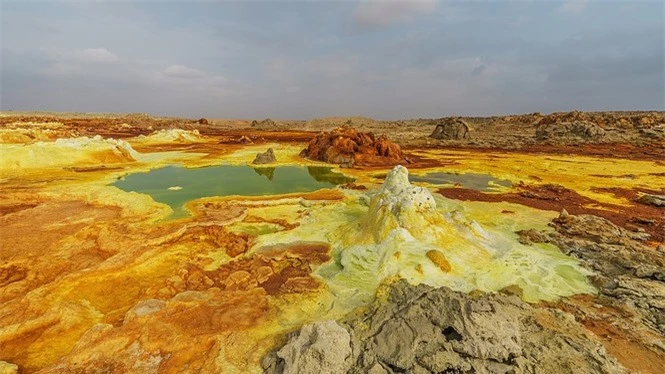 Dallol núi lửa ao mặn axit suối nước nóng không có vi sinh vật Ethiopia - ảnh 1