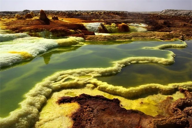 Dallol núi lửa ao mặn axit suối nước nóng không có vi sinh vật Ethiopia - ảnh 22