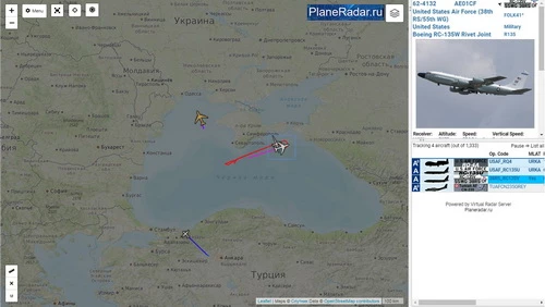 Máy bay trinh sát Mỹ đã áp sát bán đảo Crimea. Ảnh:PlaneRadar.ru.