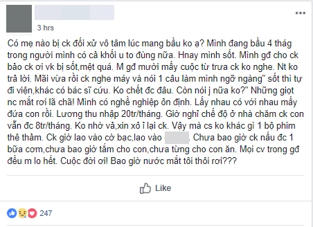 Đoạn chia sẻ của người vợ có chồng vô tâm trên mạng xã hội