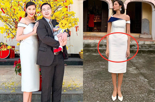 Pha 'đụng hàng' mùng 1 Tết từ 2 miền xa lắc: Hoàng Thùy - Lan Khuê cùng diện đầm lệch vai, nhưng 1 người mất điểm vì chưa là váy