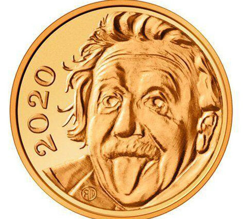 Chết cười xem Einstein lè lưỡi trên đồng vàng nhỏ nhất thế giới