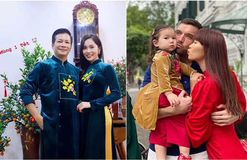 Ngày đầu năm của các hot family: Vợ chồng Shark Hưng diện áo dài đôi đi chúc Tết, bé Myla xúng xính áo dài du xuân cùng bố mẹ