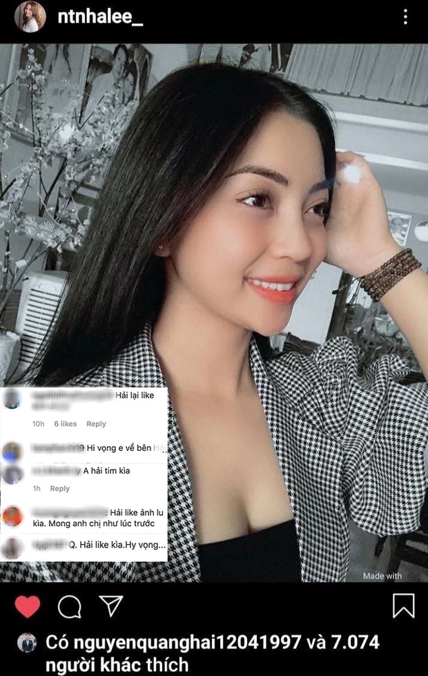 Quang Hải đã vào thả tim ảnh của Nhật Lê trên Instagram.
