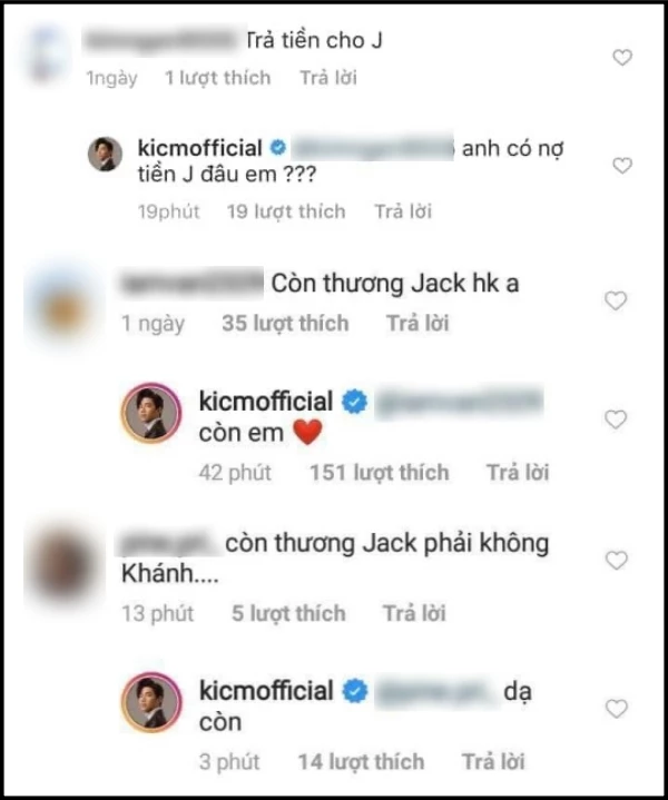 Hình ảnh được cho rằng K-ICM trả lời bình luận nhắc tới Jack.
