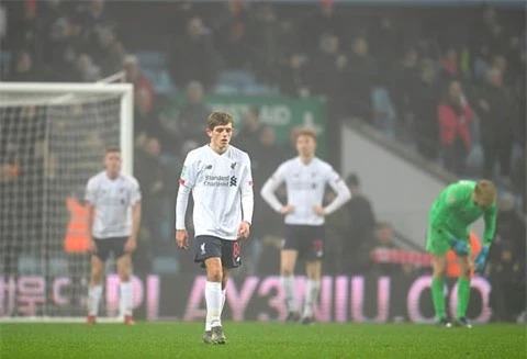 Đội U23 Liverpool từng thảm bại 0-5 trước Aston Villa cách đây 1 tháng