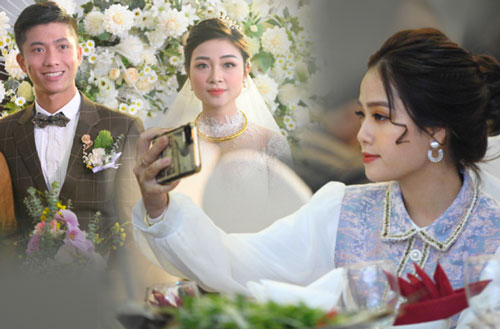 Bạn gái tin đồn của Quang Hải ăn vận xinh đẹp, một mình tới dự tiệc cưới của Văn Đức - Nhật Linh