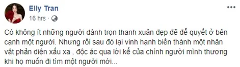 Sau nghi vấn bị chồng Tây "cắm sừng", Elly Trần tiếp tục chia sẻ ẩn ý việc bản thân bỗng dưng biến thành "kẻ ác" qua lời nói của người cũ - Ảnh 2.