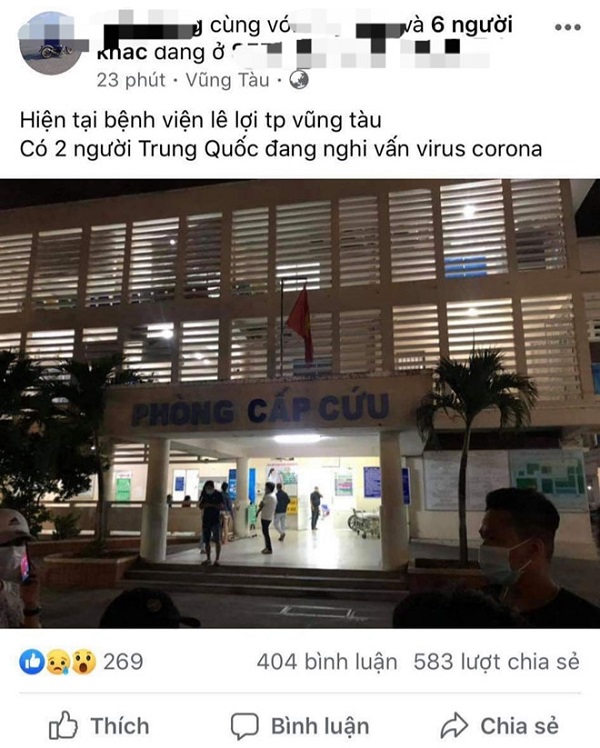 Xử phạt tiền hai người tung tin sai sự thật về dịch cúm Corona trên Facebook