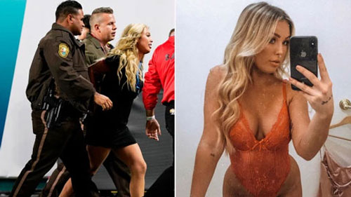 Chân dung cô nàng vén váy khoe vòng 3 làm náo loạn trận Super Bowl 2020