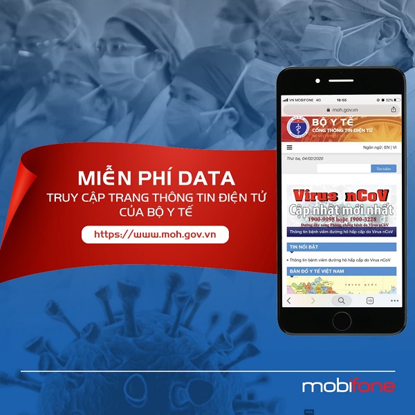 Từ 5/2, MobiFone miễn cước data truy cập vào trang thông tin phòng, chống dịch do virus Corona 