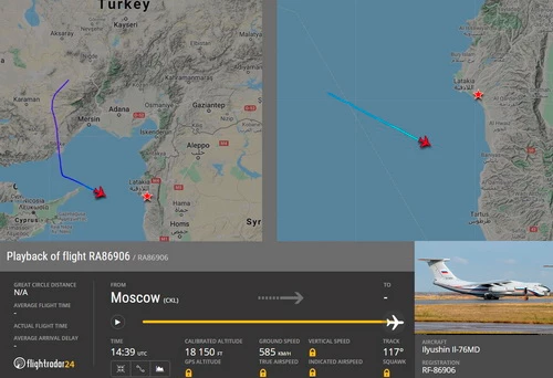 "Bệnh viện hàng không" của Quân đội Nga đã tới Syria. Ảnh: Flight Radar 24.