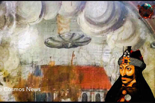 Cận cảnh UFO trong bức tranh cổ ở lâu đài Dracula