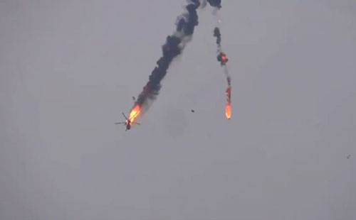 Nghi trực thăng quân sự Syria bị bắn rơi ở “chảo lửa” Idlib