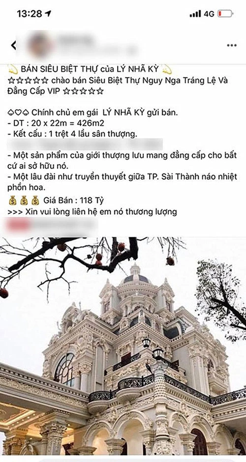 Một trong những bài viết chào bán nhà do "em gái Lý Nhã Kỳ" ký gửi.