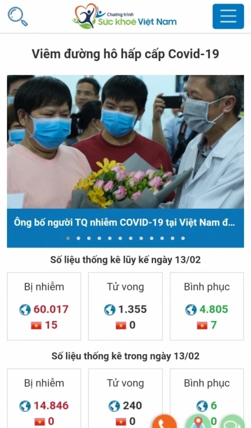App Sức khỏe Việt Nam cập nhật thông tin nhanh nhất về dịch COVID-19 trên điện thoại thông minh.