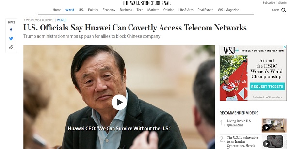 Huawei phản ứng trước cáo buộc về câu chuyện “cửa hậu” trên Tạp chí Phố Wall