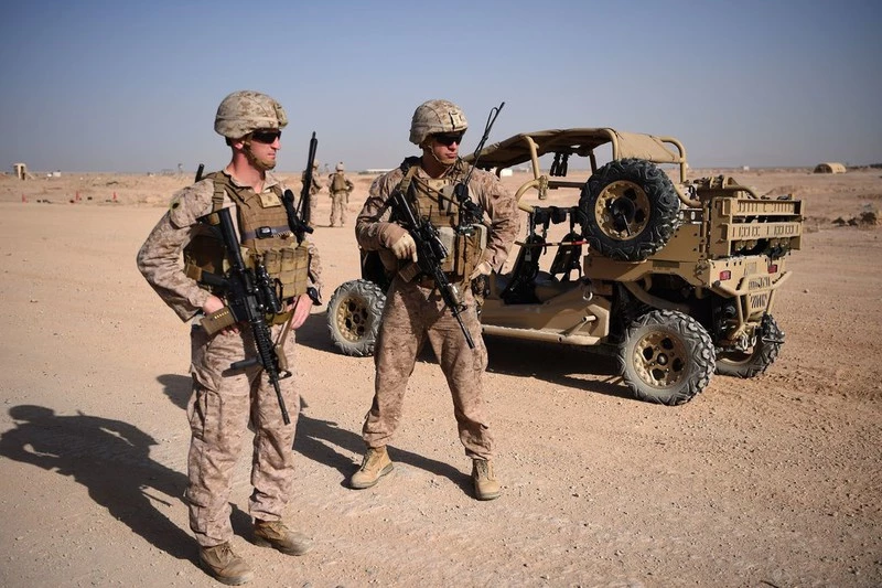 Thủy quân lục chiến Mỹ ở tỉnh Helmand của Afghanistan. Ảnh:AFP.