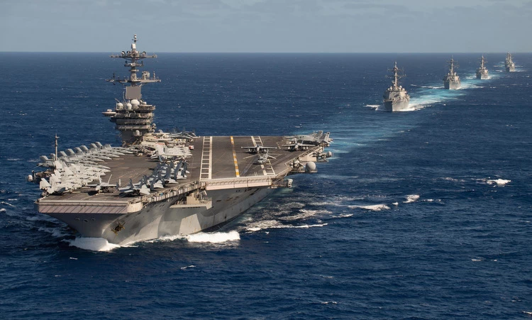 Nhóm tàu sân bay Mỹ trên Thái Bình Dương hồi tháng 1. Ảnh: US Navy .