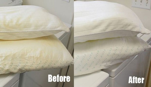 Mẹo hay giúp tẩy ố vàng "biến" ruột gối trắng tinh như mới