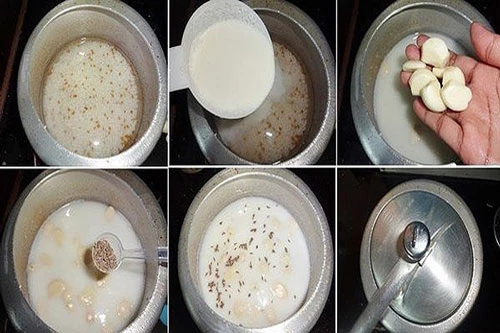 Nấu hỗn hợp sữa tỏi