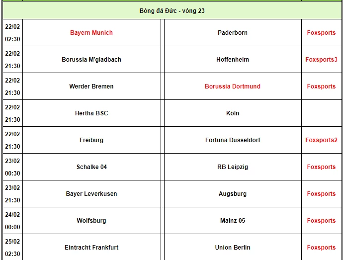 Lịch thi đấu và phát sóng Bundesliga. Ảnh: 24h