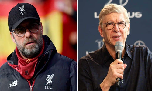 HLV Wenger (phải) không muốn bị Klopp và các học trò xô đổ kỷ lục.