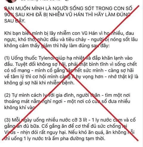 Nội dung hướng dẫn chữa COVID-19 sai sự thật trên Facebook bị Công an sờ gáy.