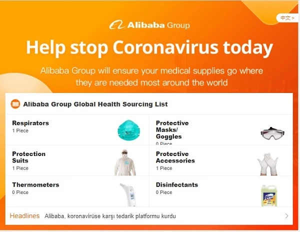 Alibaba đã ra mắt nền tảng cung ứng trực tiếp toàn cầu (Alibaba Global Direct Sourcing Platform) kết nối các nhà cung cấp hàng hóa y tế chống dịch Covid-19.
