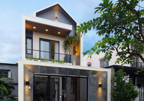 Nhà phố 2 tầng được thiết kế ấn tượng với khoảng thông tầng nhiều ánh sáng ở Đà Nẵng