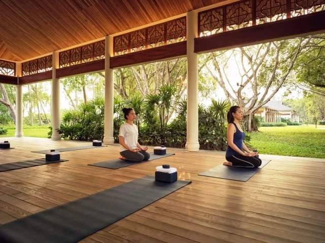 Với các gói Yoga cơ bản và chuyên sâu, mỗi ngày khách sẽ trải nghiệm hai buổi tập yoga, một buổi trị liệu chăm sóc spa và đặc biệt các bữa ăn sáng, trưa, tối đều được thiết kế theo các thực đơn dành riêng cho chế độ luyện tập yoga.