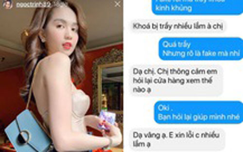 Shop online được Ngọc Trinh tag trên story bị tố bán túi fake, khách khiếu nại thì rep “xin thông cảm”