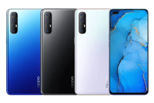 Oppo Reno3 Pro có 3 tùy chọn màu sắc gồm Midnight Black, Sky White và Auroral Blue, lên kệ ở Ấn Độ từ ngày 6/3. Giá của phiên bản ROM 128 GB là 29.990 Rupee (tương đương 9,76 triệu đồng). Phiên bản ROM 256 GB có giá 32.990 Rupee (10,73 triệu đồng).