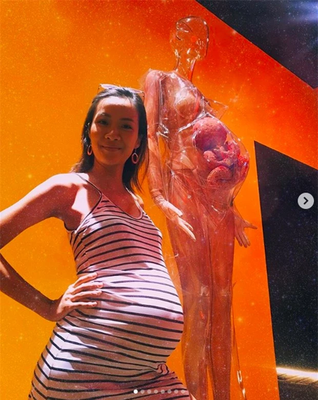 Lúc mang thai, Suboi cũng là một mẹ bầu rất cá tính. Dù mang bụng bầu to nhưng cô vẫn thoải mái diện đầm ôm và tạo dáng chất chơi.