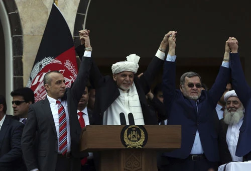 Tổng thống Ashraf Ghani trong lễ tuyên thệ nhậm chức. Ảnh: AP.