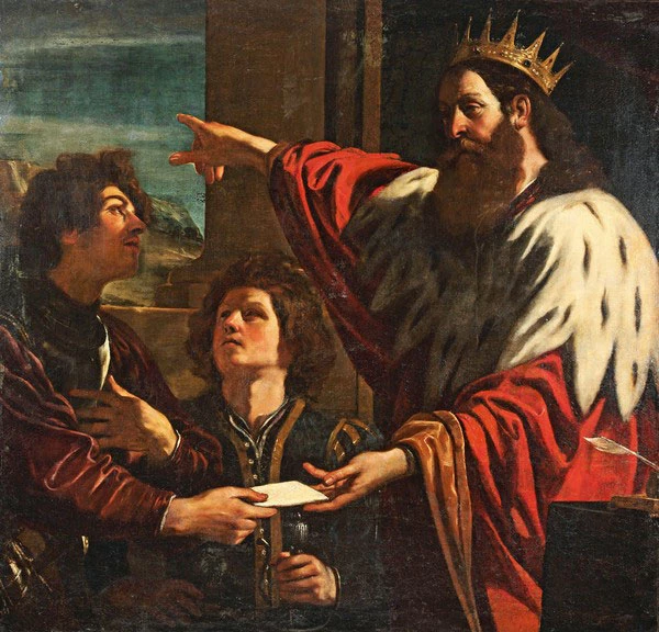 Vua David đưa thư cho Uriah - bởi Giovanni Francesco Barbieri, Il Guercino  (1591 - 1666).