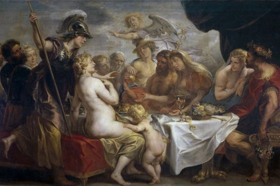 Tranh đoạt táo vàng - Jakob Jordaens (1633).